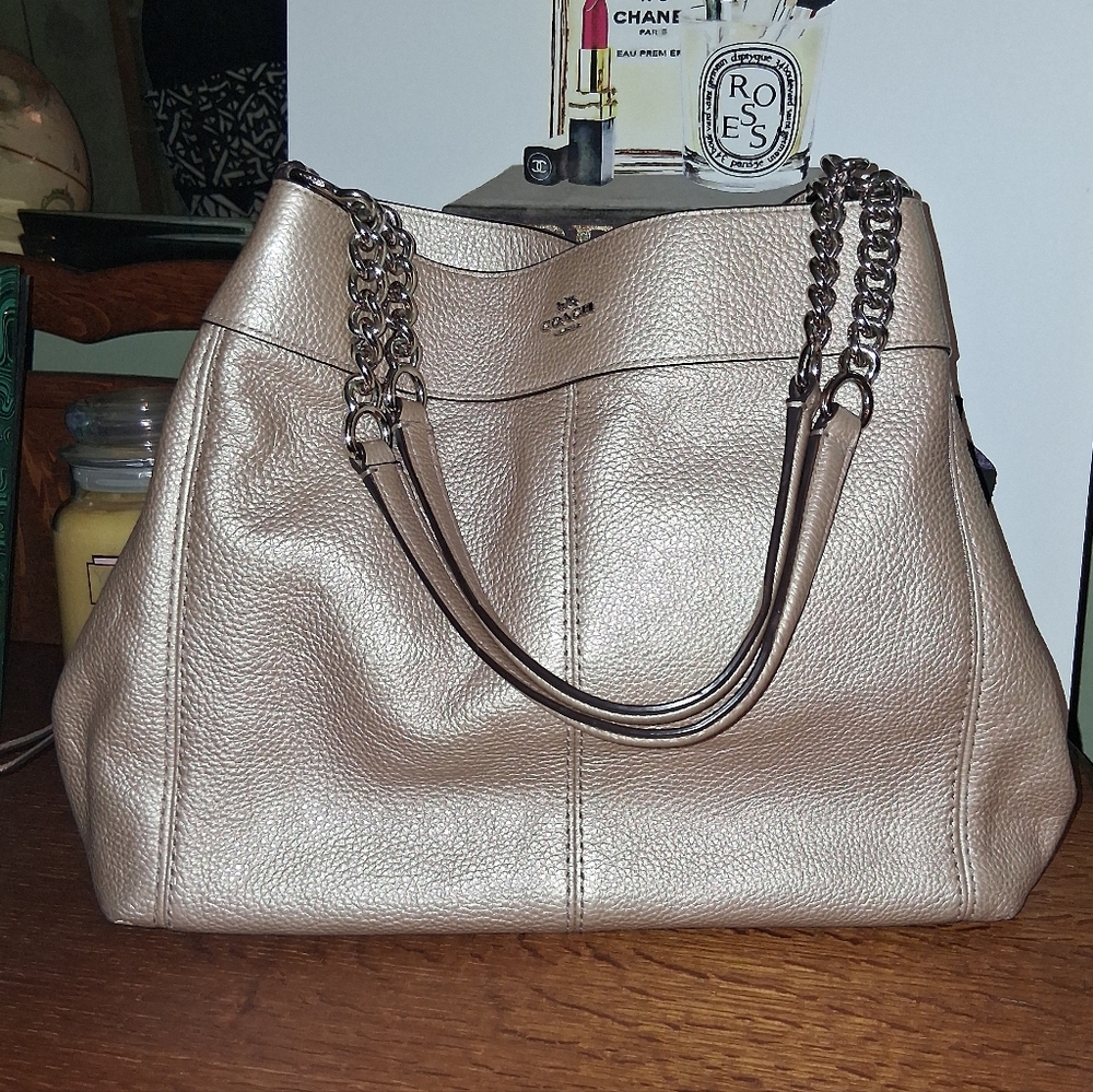 Coach Gold Metallic Lexy Leather Bag